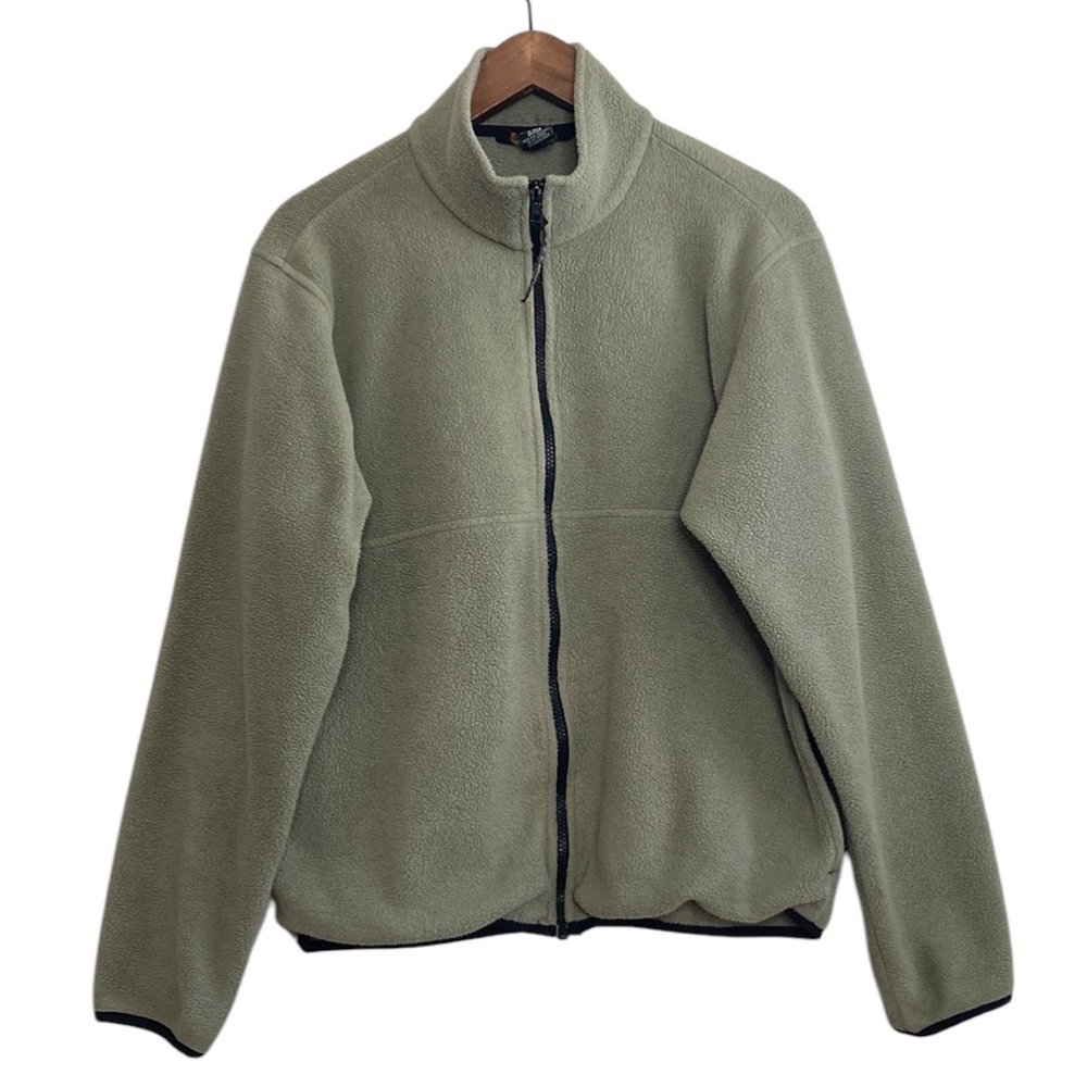 LL Bean Fleece Jacket Mens Small Reg Light Green PolarTec Full Zip Layer